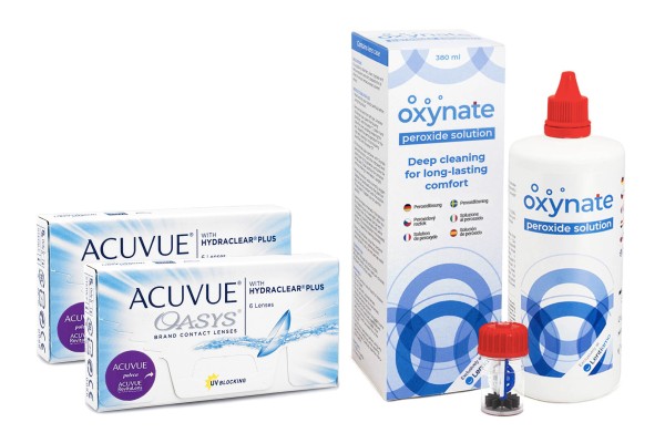 Acuvue Oasys (12 lentile) + Oxynate Peroxide 380 ml cu suport