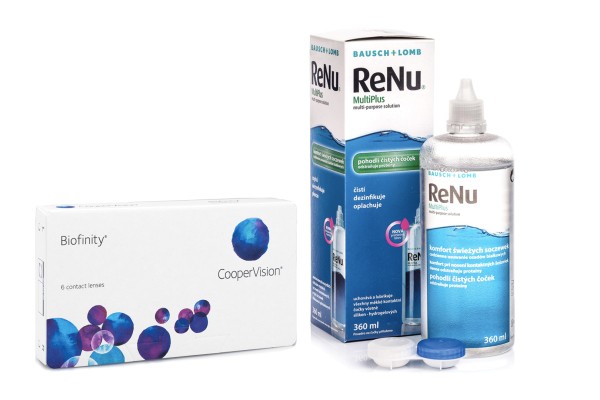 Biofinity (6 lentile) + ReNu MultiPlus 360 ml cu suport