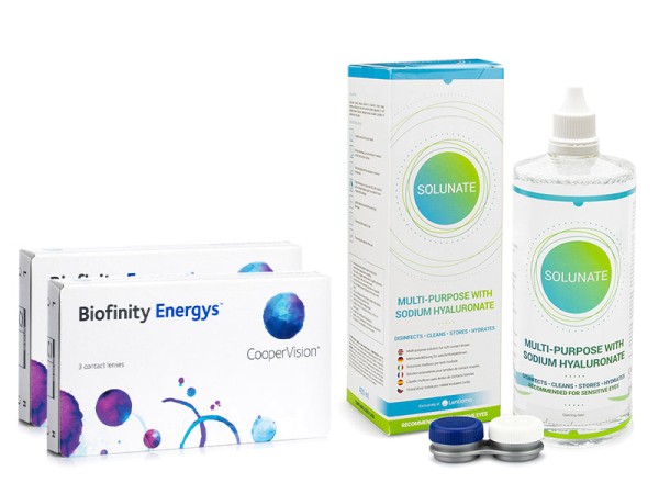 Biofinity Energys CooperVision (6 lentile) + Solunate Multi-Purpose 400 ml cu suport