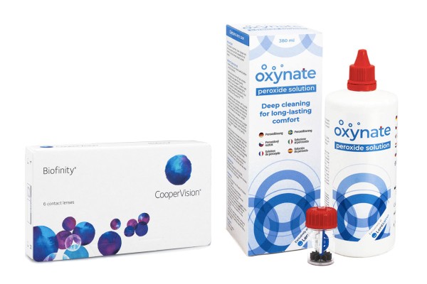 Biofinity CooperVision (6 lentile) + Oxynate Peroxide 380 ml cu suport