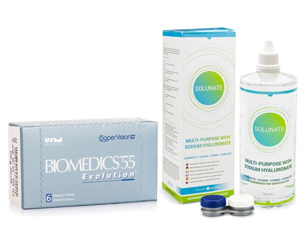 Biomedics 55 Evolution CooperVision (6 lentile) + Solunate Multi-Purpose 400 ml cu suport