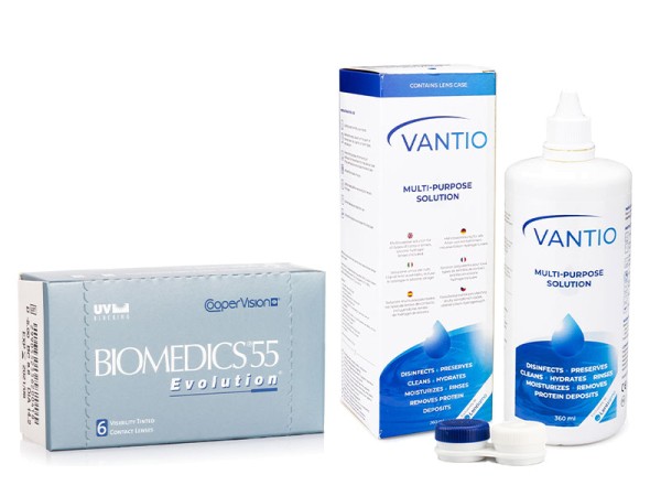 Biomedics 55 Evolution CooperVision (6 lentile) + Vantio Multi-Purpose 360 ml cu suport