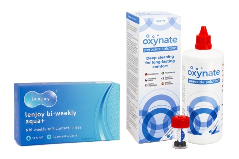 Lenjoy Bi-weekly Aqua+ (6 lentile) + Oxynate Peroxide 380 ml cu suport