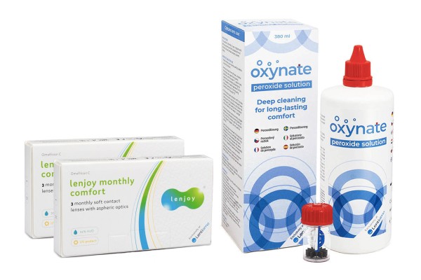 Lenjoy Monthly Comfort (6 lentile) + Oxynate Peroxide 380 ml cu suport