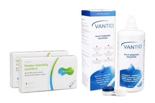 Lenjoy Monthly Comfort (6 lentile) + Vantio Multi-Purpose 360 ml cu suport